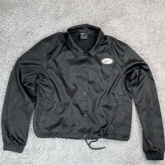 Nike Jacket Womens Small Satin Floral Button Up Jacket Athletic Embroidered Logo - Picture 1 of 5